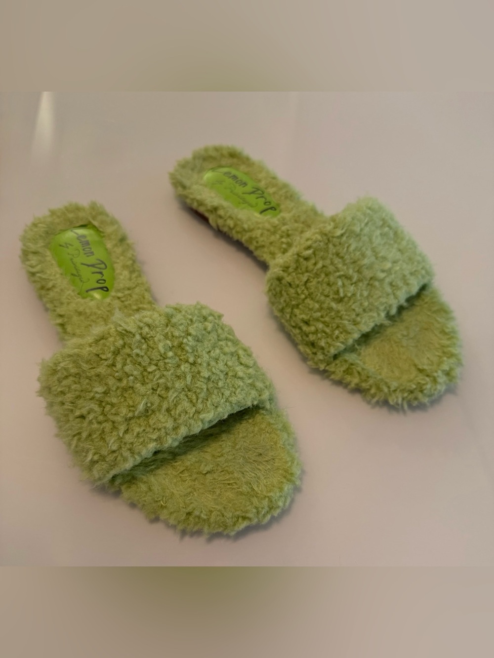 Dolls Kill Green Atlee Slide Sandals - Lemon Drop By Privileged -Size 9- Worn 1x